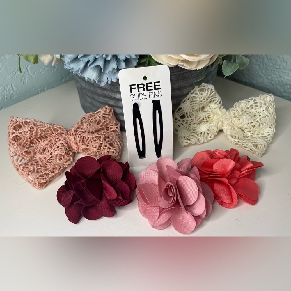 🌸🎀🌺 Girl’s Flower & Bow Hair Clip Set